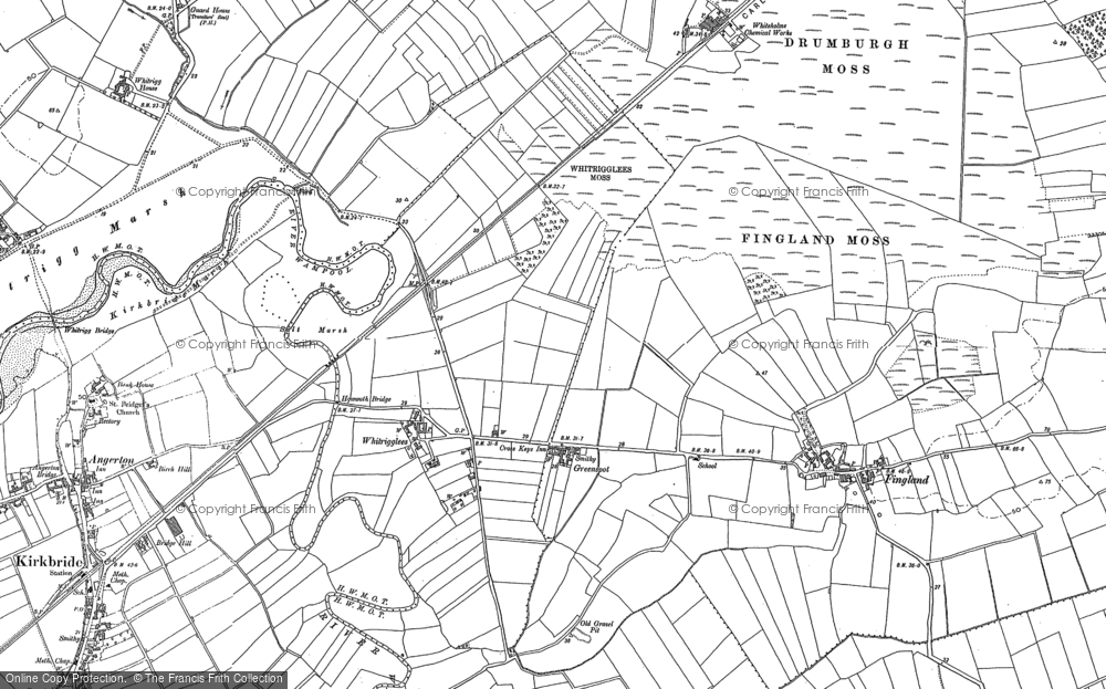 Old Map of Historic Map covering Whitrigglees Moss in 1899