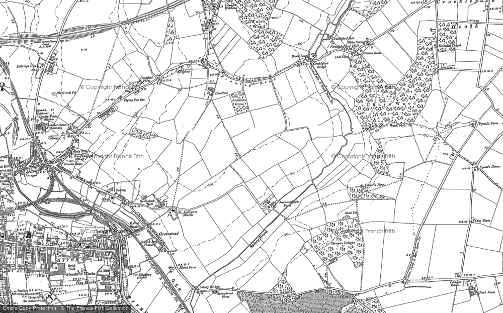 Old Map of Historic Map covering Parson's Heath in 1896