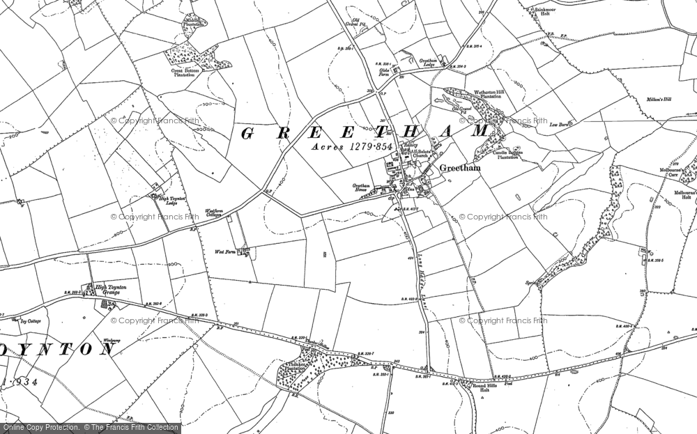 Old Map of Greetham, 1887 in 1887