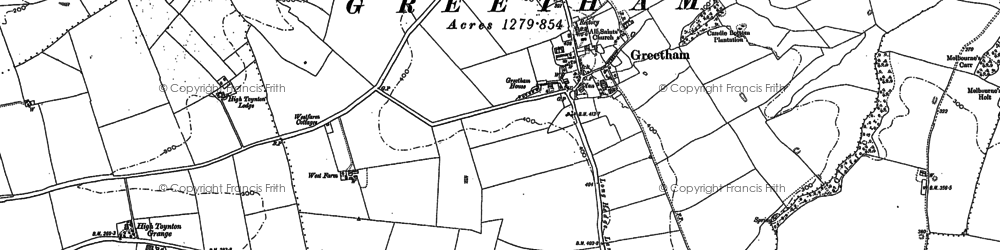 Old map of Greetham in 1887