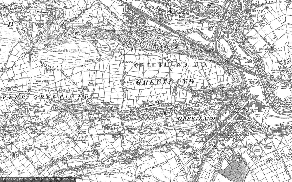 Old Map of Greetland, 1892 - 1893 in 1892