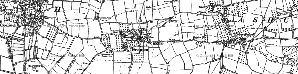 Old map of Greinton in 1885