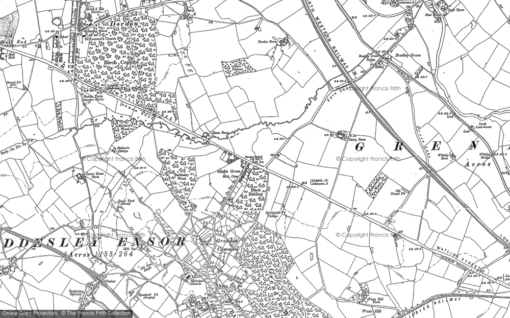 Old Map of Historic Map covering Bradley Green in 1901
