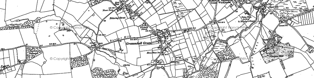 Old map of Gressenhall in 1882