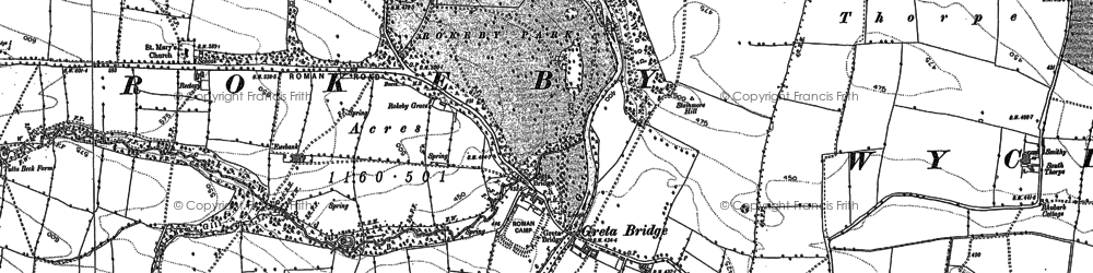 Old map of Greta Bridge in 1854