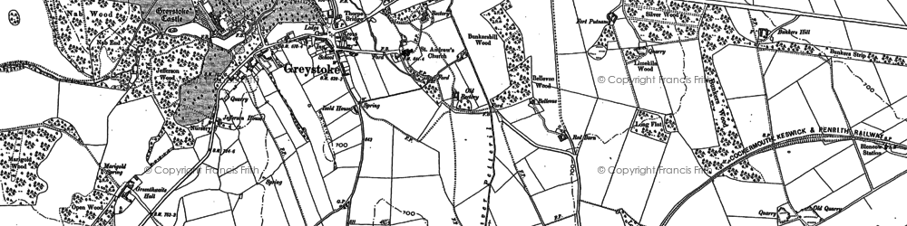 Old map of Greystoke in 1898