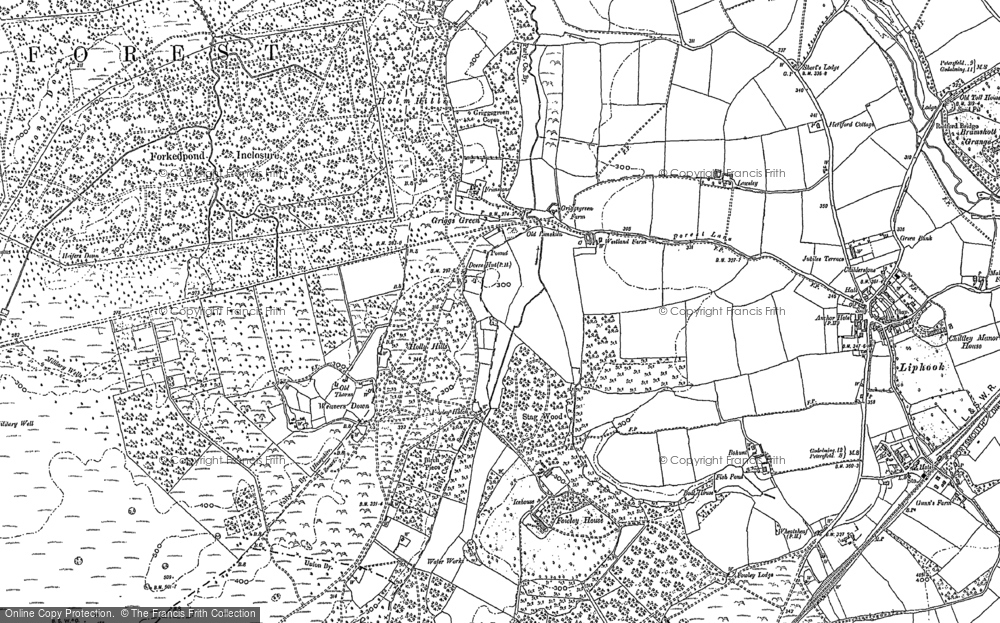 Old Map of Historic Map covering Wheatsheaf Common in 1908