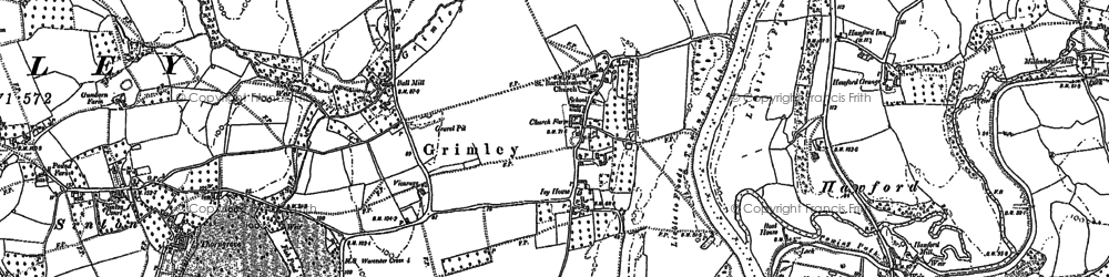 Old map of Hallow Heath in 1884