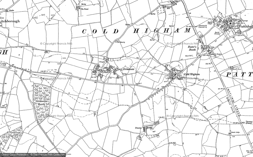 Old Map of Grimscote, 1883 in 1883