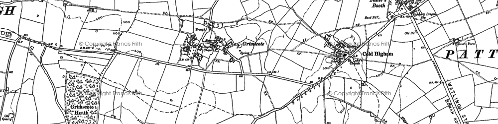 Old map of Grimscote in 1883
