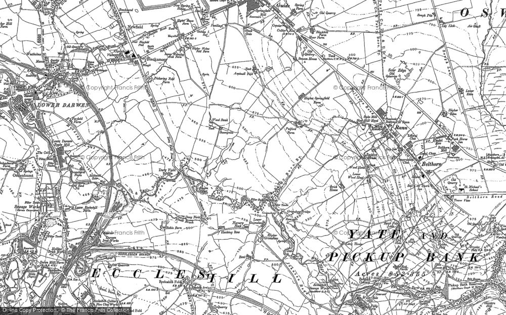 Old Map of Grimshaw, 1891 - 1892 in 1891
