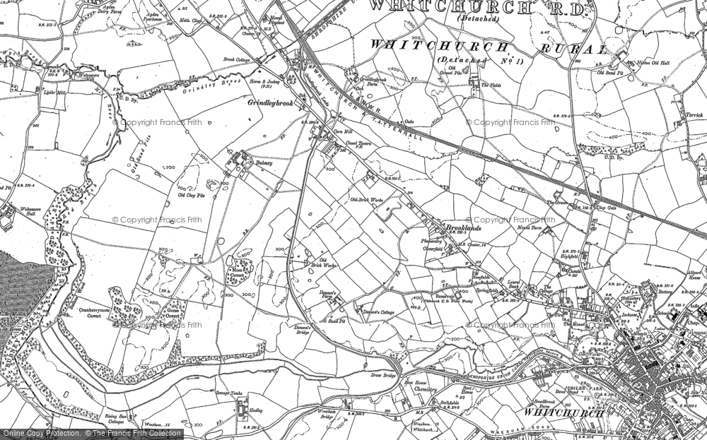 Old Map of Historic Map covering Brooklands in 1909