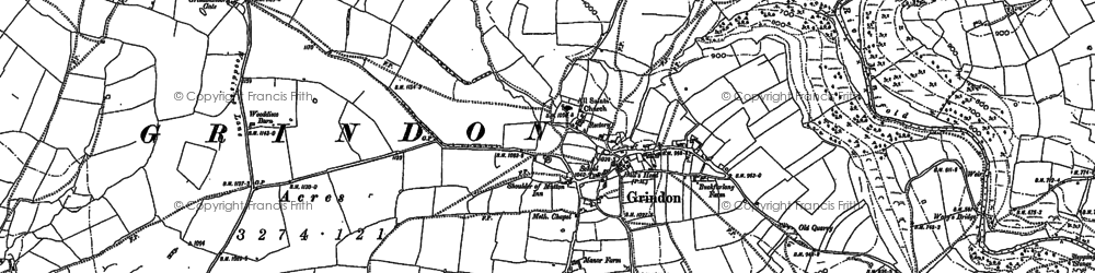 Old map of Grindon in 1898