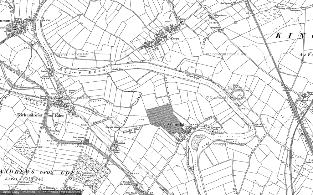 Old Map of Grinsdale, 1888 - 1899 in 1888