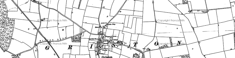 Old map of Griston in 1882
