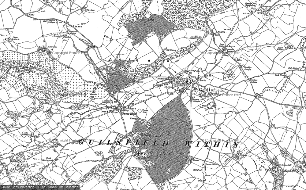 Old Map of Historic Map covering Trawscoed Hall in 1884