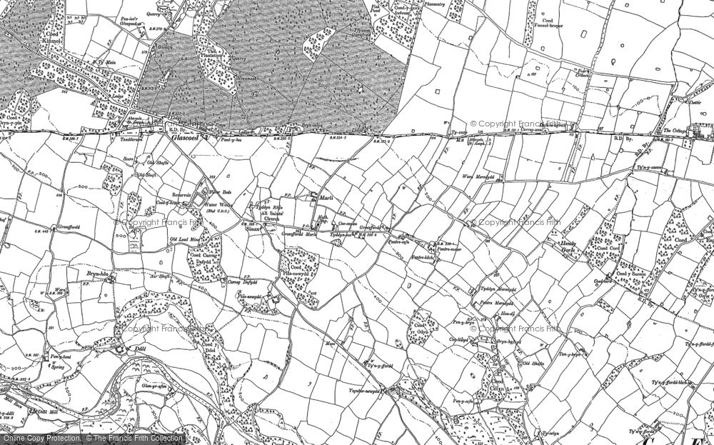 Old Map of Historic Map covering Bryn-y-pin in 1898