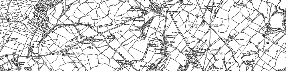 Old map of Llanerchydol Hall in 1884