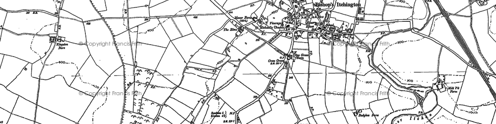 Old map of Bishop's Itchington in 1885
