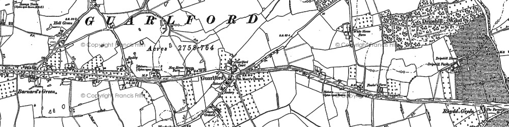 Old map of Guarlford in 1884