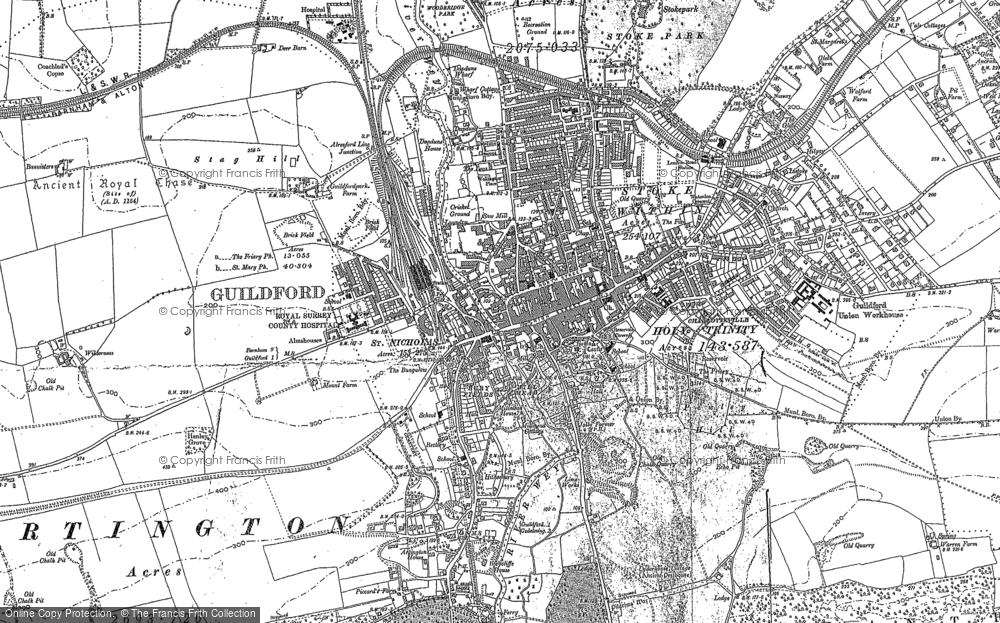 Old Map of Guildford, 1895 in 1895