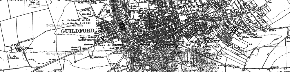 Old map of Guildford in 1895