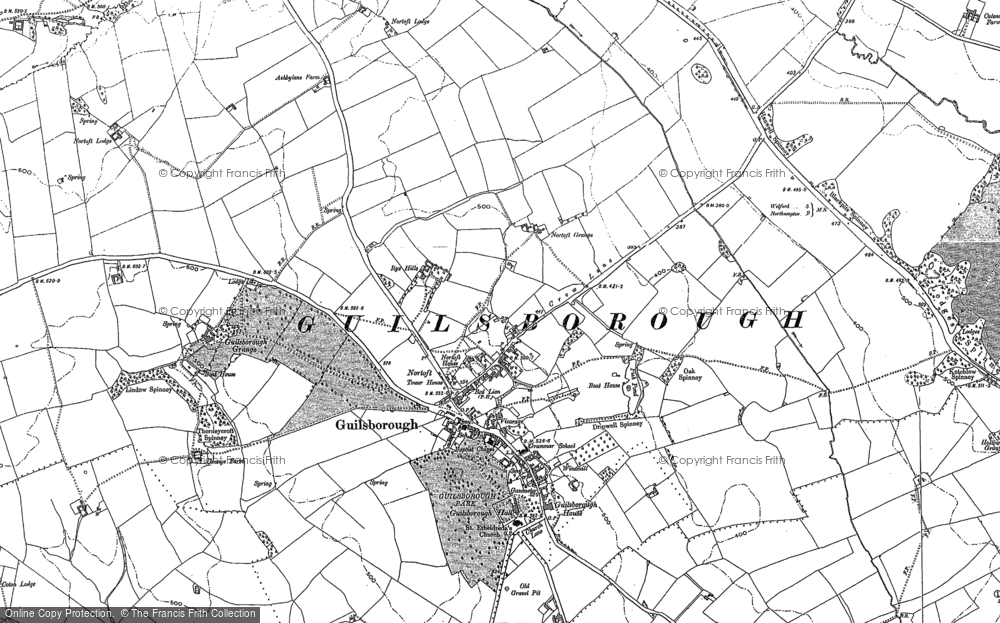Old Map of Guilsborough, 1884 in 1884