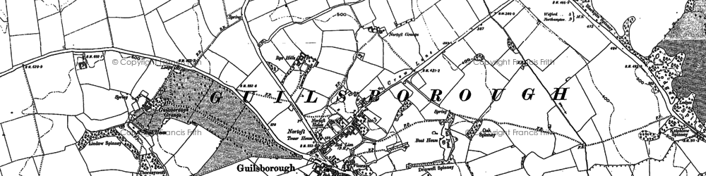 Old map of Guilsborough in 1884