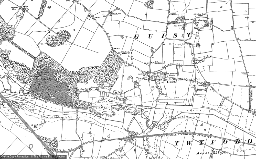 Old Map of Guist, 1885 in 1885