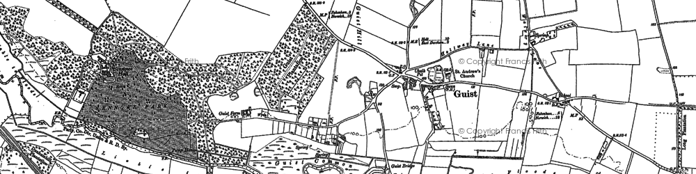 Old map of Bintree Mill in 1885