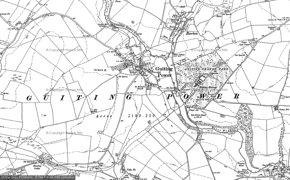 Old Map of Guiting Power, 1883 in 1883