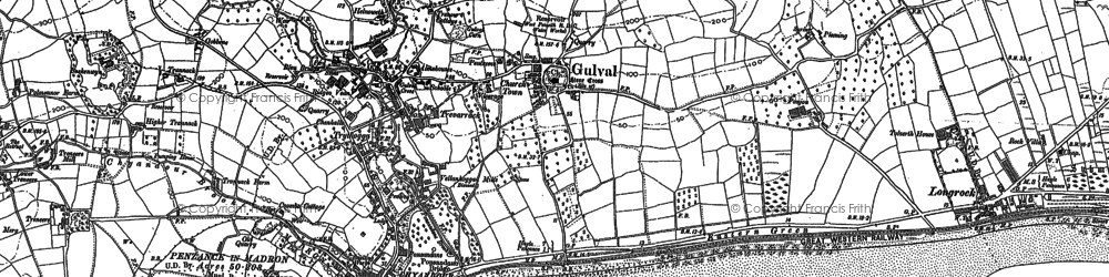 Old map of Gulval in 1877