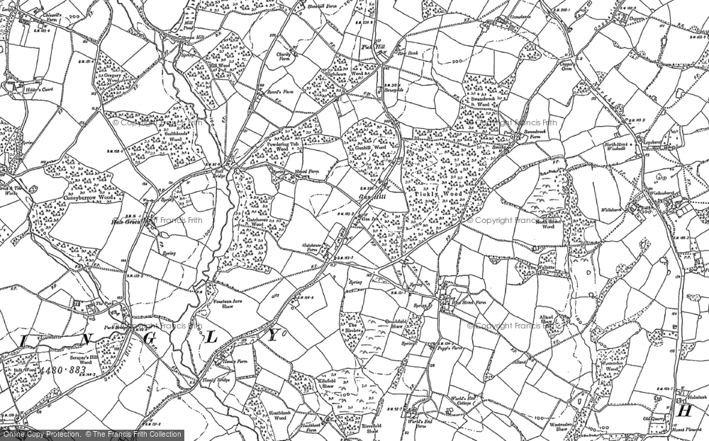 Old Map of Historic Map covering Thunder's Hill in 1898