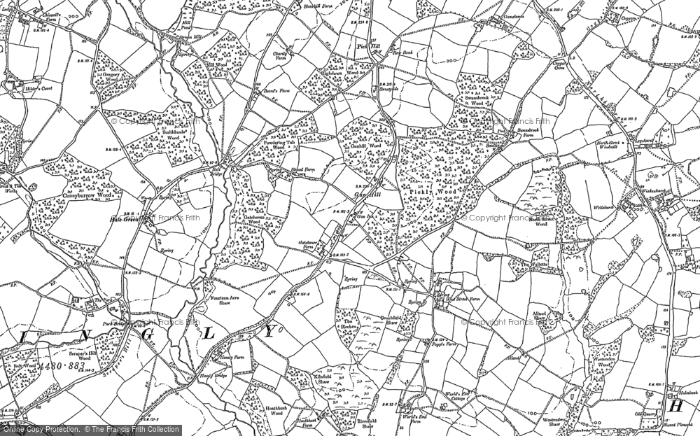 Old Map of Gun Hill, 1898 in 1898