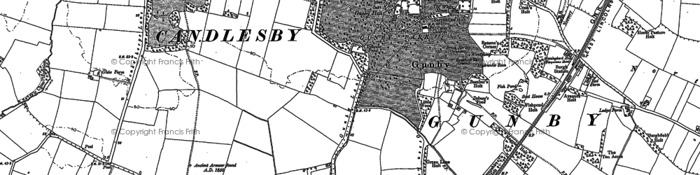 Old map of Gunby in 1887