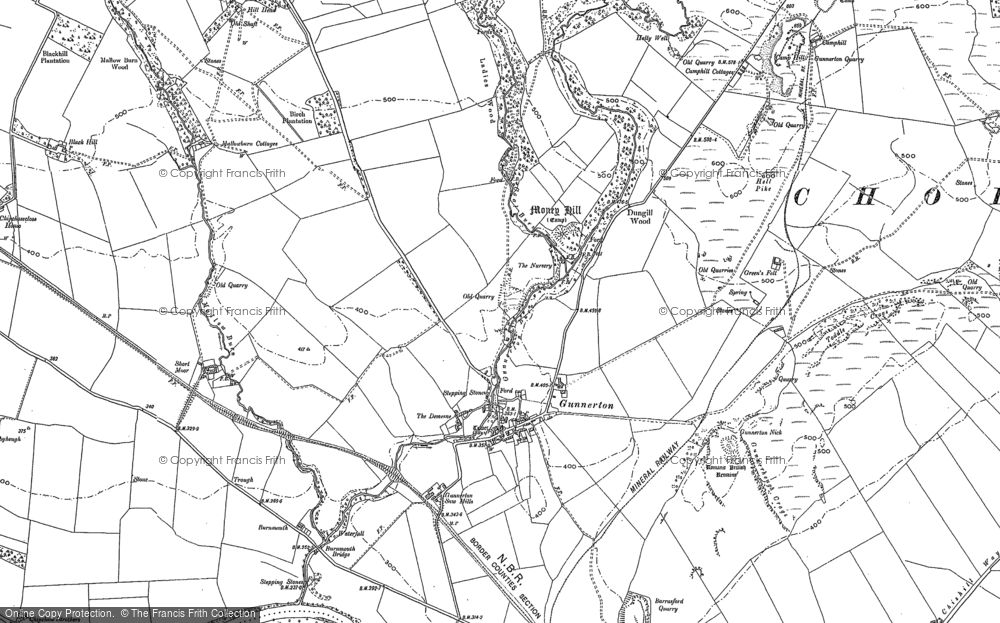 Old Map of Gunnerton, 1895 - 1896 in 1895