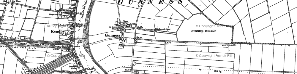 Old map of Gunness in 1885