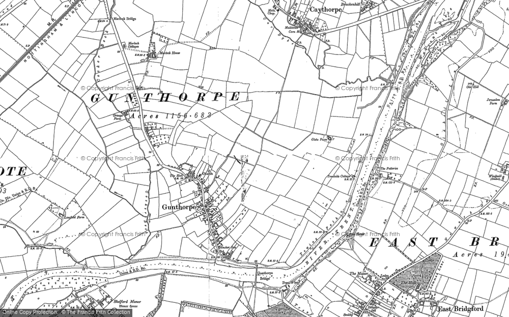 Old Map of Gunthorpe, 1883 in 1883