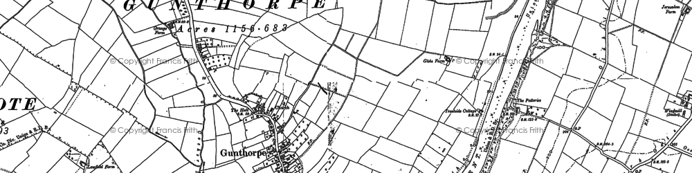 Old map of Gunthorpe in 1883