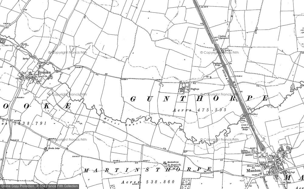 Old Map of Gunthorpe, 1884 in 1884