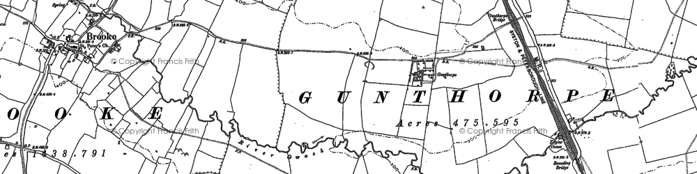 Old map of Gunthorpe in 1884
