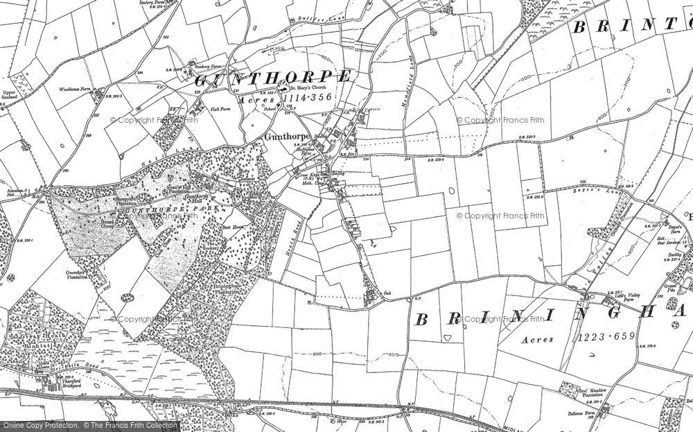 Old Map of Gunthorpe, 1885 in 1885