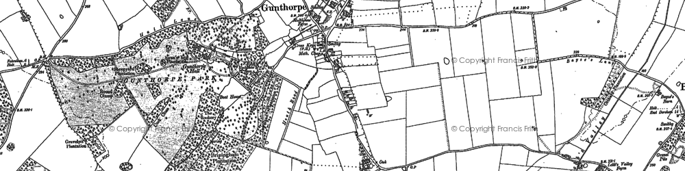 Old map of Gunthorpe in 1885