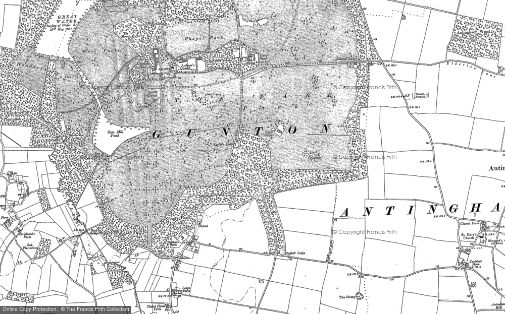 Old Map of Gunton Park, 1885 - 1905 in 1885