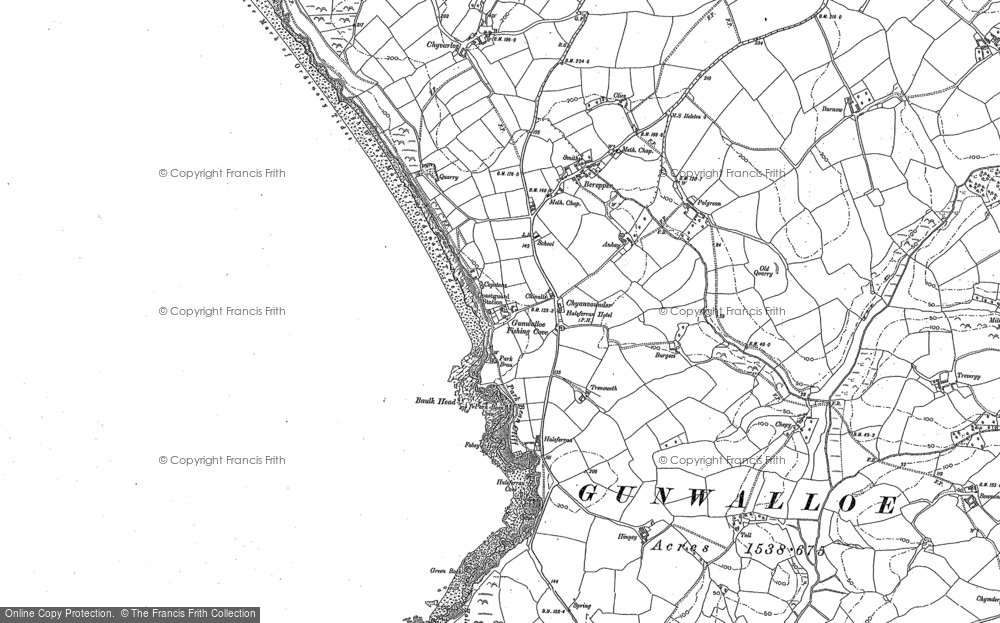 Old Map of Historic Map covering Gunwalloe Fishing Cove in 1906