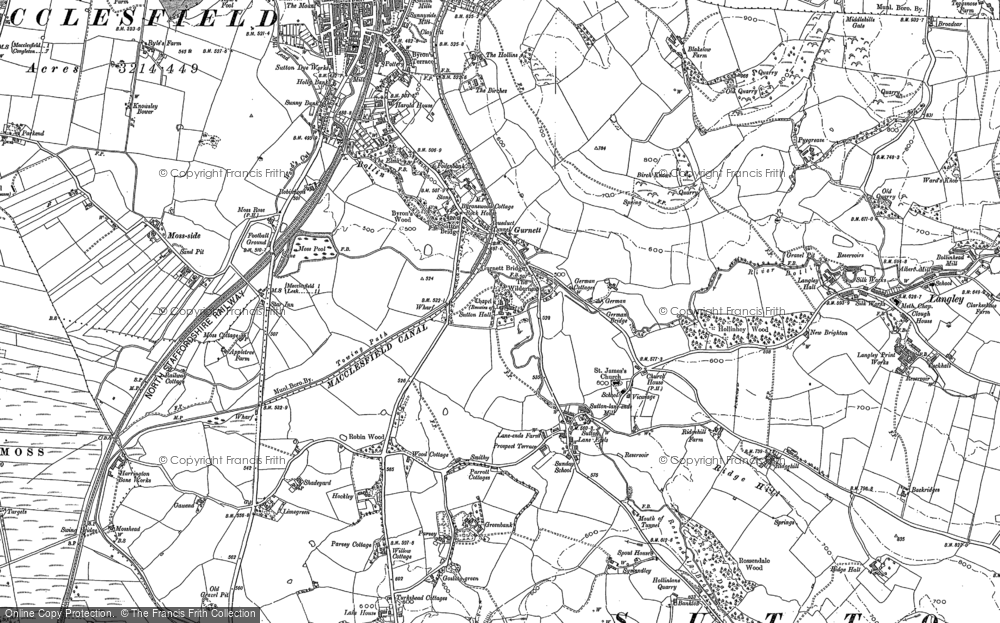Old Map of Historic Map covering Sutton Lane Ends in 1897