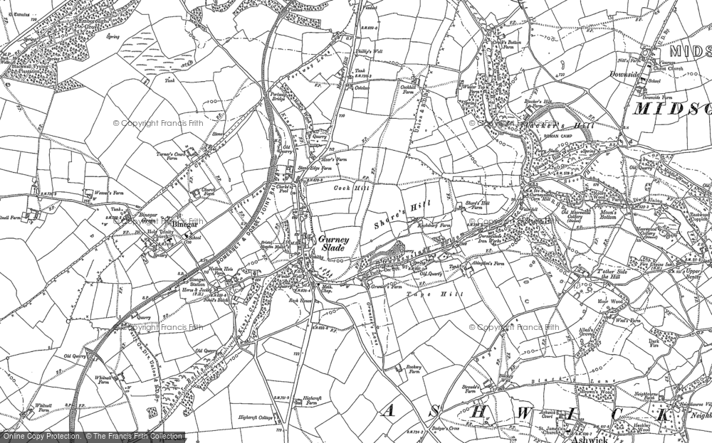 Old Map of Gurney Slade, 1884 in 1884