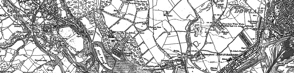 Old map of Bryniau in 1884