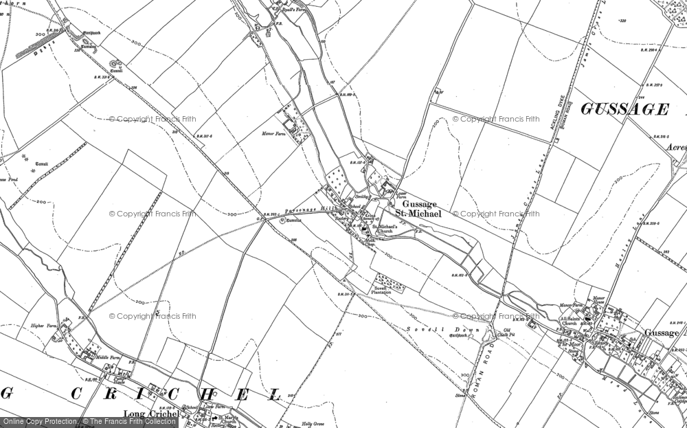 Old Map of Gussage St Michael, 1886 in 1886