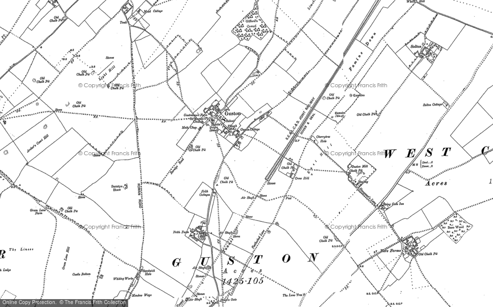 Old Map of Historic Map covering Bleriot Meml in 1906